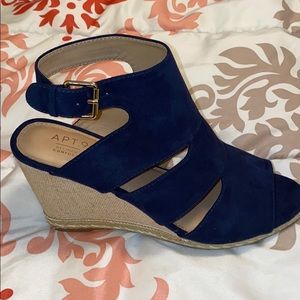 Navy blue wedges, brand new without tags